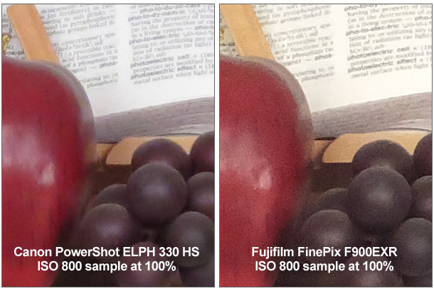 Fujifilm FinePix F900EXR ISO 800 100% Crop Comparison